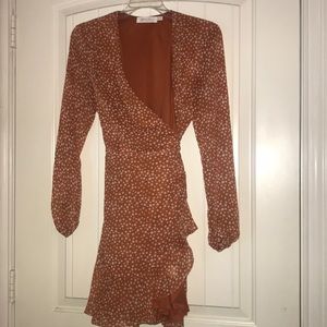 Burnt orange wrap dress
